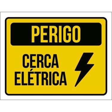 Imagem de Placa Advertência: Perigo Cerca Elétrica - Plástico (36X46)