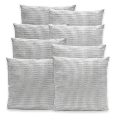 Imagem de Kit 8 Capas de Almofadas Lisas e Estampadas 40x40cm C/Zíper Piquet Favinho Decoração Luxo (CINZA)