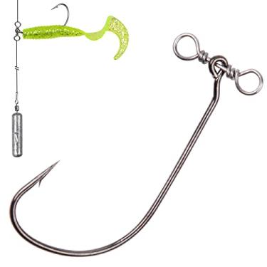 Imagem de Ganchos de isca de natação Drop Shot, 50 peças em linha, ganchos giratórios, de plástico macio, para robalo, pesca de poleiro, tamanho 2/0, 3/0, 4/0