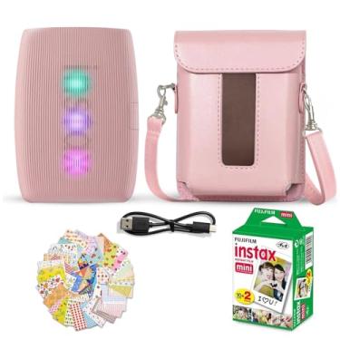 Imagem de Fujifilm Impressora para smartphone Instax Mini Link 3 rosa + filme Fuji Pacote econômico (20 folhas) + pacote de acessórios para obturador, incluindo capa protetora, 20 molduras adesivas, cabo USB