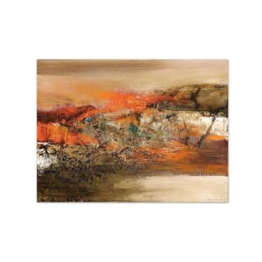 Imagem de MUHJDYC Arte de parede de pintura famosa abstrata. Impressão em tela. Decoração de parede de fotos de sala de estar moderna Pôster de arte de parede de escritório (marrom vermelho) 30 x 40 cm-12 x 16