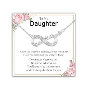 Imagem de EPIRORA Presentes para filha da mãe e pai, colar com pingente infinito de prata, joias para filhas, presentes para mulheres, aniversário, Natal, Dia das Mães, Dia dos Namorados, Latão, Zircônia cúbica
