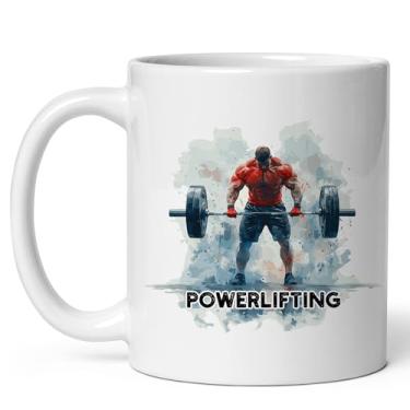 Imagem de No Thorns Media Caneca Powerlifting 325 ml Cerâmica Branca Caneca de Café Bonita para Lembrança Esporte Presente Casa Escritório Cozinha ID44991