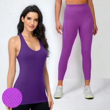 Imagem de Kit Calça Legging BÁSICA + Regata Dry Fitness Academia Cós alto 174 - 