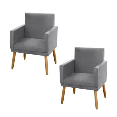 Imagem de Kit 2 Poltronas Decorativas Sala De Estar Nina Suede Cinza