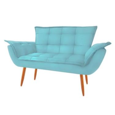 Imagem de Namoradeira Decorativa Sofá Opala Clean Suede Azul Tiffany