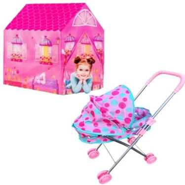 Imagem de Genérico, Kit Carrinho Boneca Bebê Reborn Rosa C/Barraca Princesas