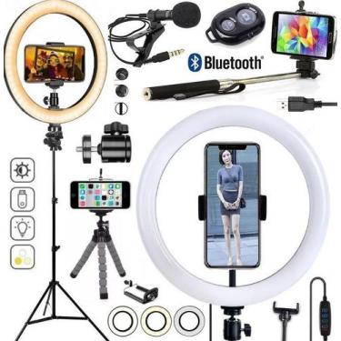 Imagem de Kit Acessórios Youtuber Tripé Pedestal Suporte de Celular Universal Lu