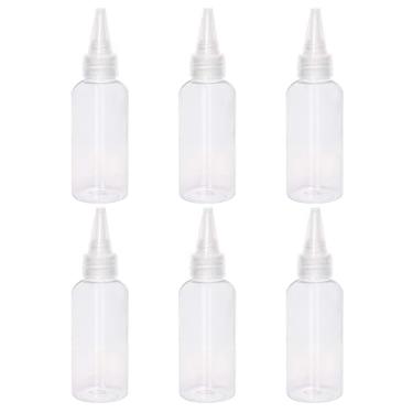 Imagem de SQXBK 6 frascos de extrusão de plástico transparente de 20 ml, tampa superior à prova de vazamento, adequada para tinta pigmento cola líquido