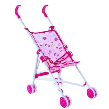 Imagem de Carrinho De Boneca Rosa Infantil Dobrável Menina Castela