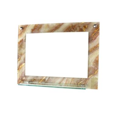 Imagem de Espelho Banheiro Com Prateleira 60Cm X 45Cm Mármore Marfim