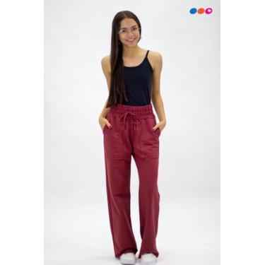 Imagem de Calça Pantalona Moletinho Juvenil Feminina - Nick.Tóia, 16, Bordô