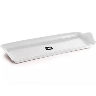 Imagem de 48 Bandejas de Servir Branca Plástica Buffet 38x16cm Restaurante Uz Multiuso