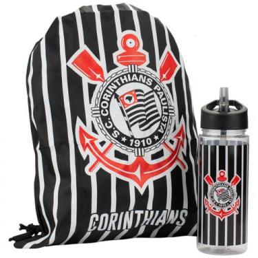Imagem de Garrafa Corinthians Plástica 450 ML Com Sacochila- EAS026-1 - MILENO