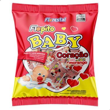 Imagem de Pirulito Flopito Baby Coração Vermelho sabor Morango Pacote de 400g co