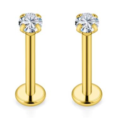 Imagem de Vqoxaggi Piercing Tragus Labret Medusa 16G Joias de Zircônia Cúbica Rosqueada Interna de Aço Inoxidável Piercing de Concha Monroe Anéis Labiais Diferentes Tamanhos Diferentes Cartilagem Prego Helix