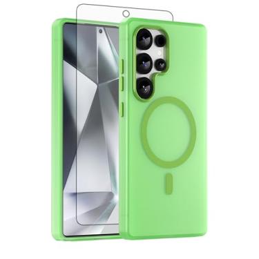 Imagem de Asuwish Capa de telefone para Samsung Galaxy S25 Ultra 5G, compatível com Magsafe Magnetic, protetor de tela, capa protetora à prova de choque traseira fosca translúcida S25Ultra 25S S 25 25Ultra 6,9