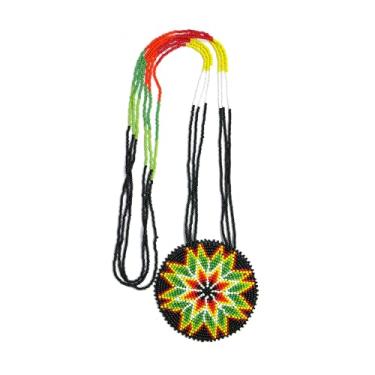 Imagem de Colar com medalhão de contas em camadas estilo nativo americano - Colar étnico tribal de contas de semente feito à mão MN-25-33, Free size, Vidro, Sem Pedra Preciosa
