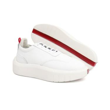 Imagem de Tênis Casual confort Masculino em couro Fly Premium - Mr Light, Branco