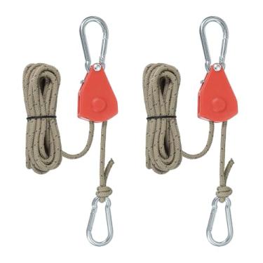 Imagem de PATIKIL 2 peças cabides de corda ajustáveis, 1/20.3 cm x 2.4 m Ratchet Grow Light Hangers Refletivo Reforçado Interno Catraca Engrenagem Ratchets para pendurar caiaque, laranja