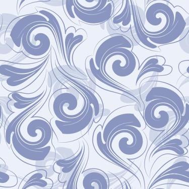 Imagem de VaryFloral Papel de parede floral azul abstrato casa de fazenda papel de parede de folha de flor descascar e colar papel de contato com folhagem removível adesivo para armário de quarto gaveta