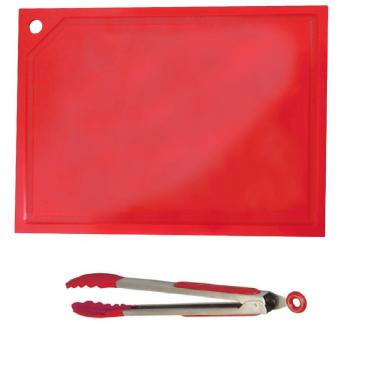 Imagem de Tabua Polietileno E Pegador De Silicone Vermelhos 50 x 30cm