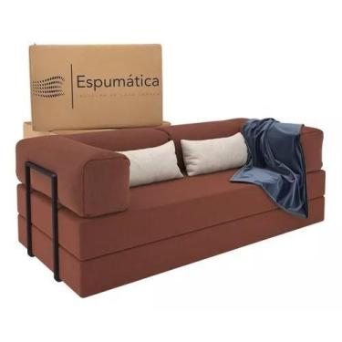 Imagem de Sofá Cama Casal Puff Modular 2 em 1 Terracota  Enviado na Caixa Design
