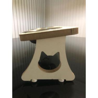 Imagem de Comedouro duplo elevado para gatos e cachorros tigela em inox anti-vôm