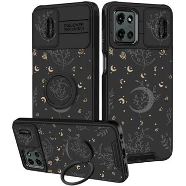 Imagem de Goocrux Capa para Moto G 5G 2025 - Capa de telefone feminina bonita estética feminina design bonito capa de câmera deslizante com suporte de anel capas para Motorola G 5G 2025, estrelas da lua