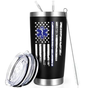 Imagem de Qtencas Presentes para paramédicos, presente de paramédico, EMT EMS copo de viagem paramédico, copo de viagem de aço inoxidável isolado de 590 ml com tampa, presente de aniversário de Natal para