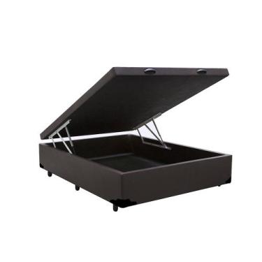 Imagem de Cama Box Baú Blindado Casal Loja Xerife Sintético Marrom 41x138x188 - 