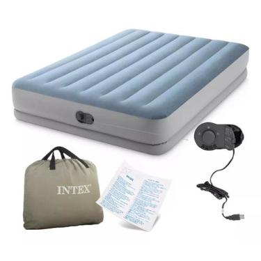 Imagem de Colchão Inflável Casal Intex Queen Dura Beam Plus com Bomba de Inflar 
