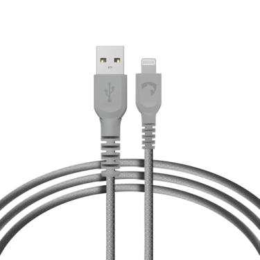 Imagem de AMET Cabo iPhone Lightning para USB, Certificado MFi, Carregamento 4× Mais Rápido, Nylon Trançado, acompanha Organizador de cabo, 1,2 mts, Cinza