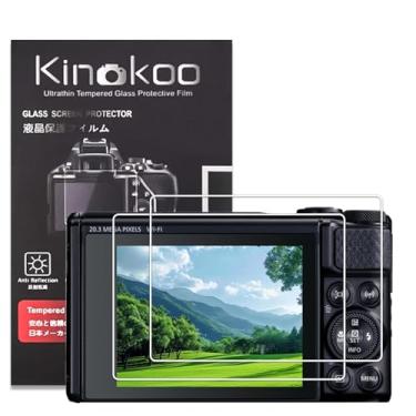 Imagem de kinokoo Protetor de tela compatível com câmera Canon PowerShot SX730 HS/SX740 HS, película de vidro temperado de dureza 9H de 0,25 mm para Canon SX740 SX730, acessórios sem bolhas/antiarranhões