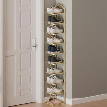 Imagem de Cabideiro Para Entrada, Sapateira Com Prateleira, Sapateira Para Entrada, Sapateira Estreita, Organizador De Sapateira De Canto Para Armário, Porta, Garagem, Sala De Estar, Gold, 10 Tiers