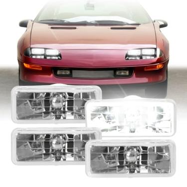 Imagem de Faróis de feixe selado USR H4351 / H4352 - Lâmpadas de cabeça de feixe de vedação de 5 cm x 12,7 cm compatíveis com Chevrolet Camaro Chevy 1993-1997 (EURO CRISTAL ESTILO 4 peças, com LEDs feixes altos
