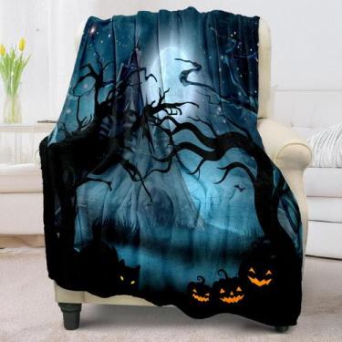 Imagem de Cobertor de lã com estampa de Halloween COMFAR para crianças/adolescen