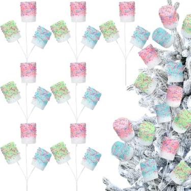 Imagem de DoubleFill 10 palhetas de árvore de Natal pastel, decoração de 29 cm, palitos de doces de marshmallow para árvore de Natal, enfeites de galhos, enchimento de vasos, decoração de casa, presentes de ano
