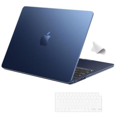 Imagem de EooCoo Capa compatível com MacBook Air 34.5 cm M4 2025 2024-2022 M3 M2 A3240 A3113 A2681, capa rígida + capa de teclado + pano de polimento para Mac Air 13 - Frost Midnight