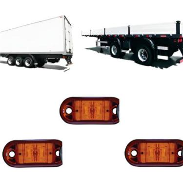 Imagem de 3x Lanterna Lateral Delimitadora Bau Caminhão Carreta - Asx
