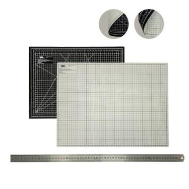 Imagem de Base Placa Dupla Face de Cortar Papel e Tecido 60x45 + Régua de Inox 6