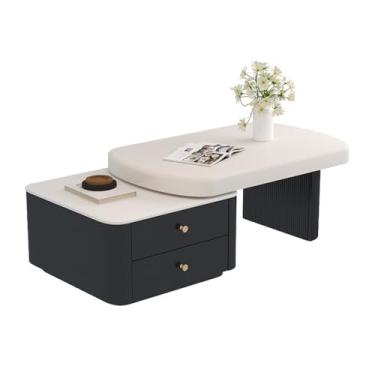 Imagem de Mesa de centro de design simples, mesa de centro moderna de madeira maciça expansível de luxo para sala de estar, design compacto, móveis multifuncionais de alta qualidade mesa lateral minimalista