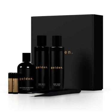 Imagem de Kit Skincare Facial Anti Idade para Homens com Sabonete Facial, Hidratante, Esfoliante e Protetor Labial, GOLDEN GROOMING COMPANY, Preto