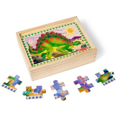 Imagem de Quebra Cabeça Infantil de Madeira 4 em 1 , Tema Dinossauros com Caixa de Armazenamento e 48 Peças, Melissa & Doug