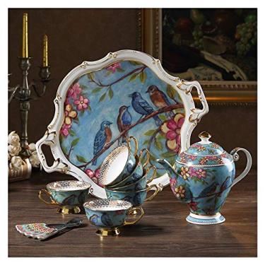 Imagem de Caneca Estilo Europeu Conjunto de Xícara de Chá e Pires, Bone China Water Ware Chá da Tarde, Copo de Café Requintado, Adequado para Uso Familiar e Restaurante Caneca de Café de 600 ml