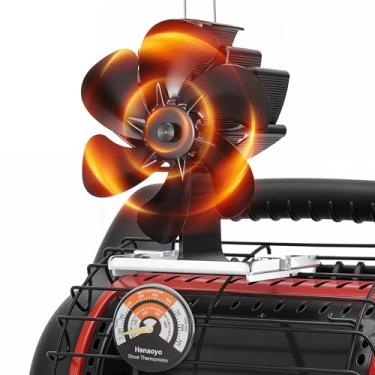 Imagem de Ventilador de fogão a lenha compatível com aquecedor Buddy, ventilador de fogão alimentado por calor com suporte para aquecedores, ventilador térmico de lareira não elétrico para acampamento