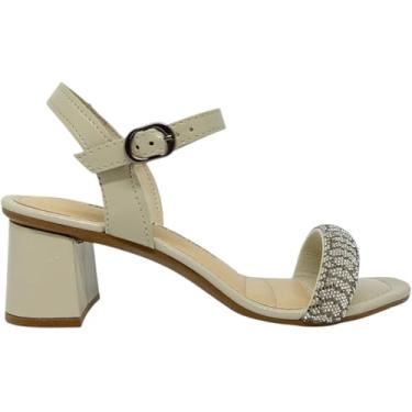 Imagem de Sandália Feminina Casual Social Dia a Dia Passeio Trabalho com Strass Salto Médio Grosso Conforto Dakota Y9741
