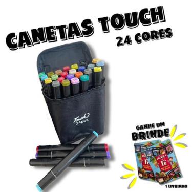 Imagem de Kit 24 Cores De Canetinhas Touch Pontas Duplas Livro infantil Ilustrad
