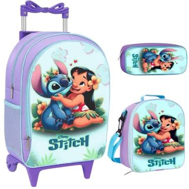 Imagem de Mochila infantil Escolar Kit Lilo Stitch Menina Lancheira Térmica + es