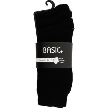 Imagem de Meia Masculina Lisa Kit com 3 Tamanho 39 - Basic +